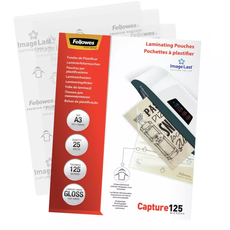 Fellowes ImageLast A3 125 Micron Laminierfolien - 25er-Packung, glänzend, transparent, A3, 0,125 mm, 436 mm, 310 mm