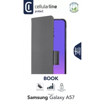 Cellularline Book - Galaxy A57 Book-Style-Hülle mit Kartenfach, Magnetverschluss und vollem Zugriff auf Tasten und Anschlüsse.
