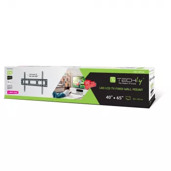 Techly Wandhalterung für Ultra schlank LED LCD TV 40-65 Zoll, 101,6 cm (40 Zoll), 165,1 cm (65 Zoll), 100 x 100 mm, 600 x 400 mm, Metall, Schwarz