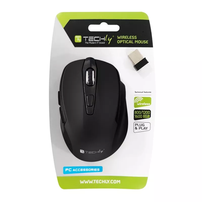 Techly IM 102-WBK Maus Office Rechtshänder RF Wireless Optisch 1600 DPI