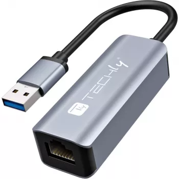 Techly IDATA USB-ETGIGA-AA Laptop-Dockingstation/Port-Replikator Kabelgebunden USB 3.2 Gen 1 (3.1 Gen 1) Typ-A Schwarz, Silber