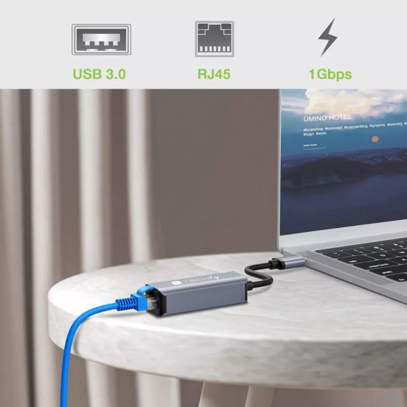 Techly IDATA USB-ETGIGA-AA Laptop-Dockingstation/Port-Replikator Kabelgebunden USB 3.2 Gen 1 (3.1 Gen 1) Typ-A Schwarz, Silber