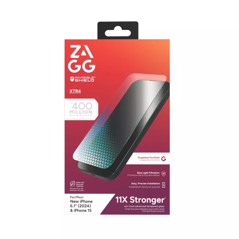 InvisibleShield Glass XTR4 Apple iPhone 16/15 Bildschirm, Apple, iPhone 16/iPhone 15, Antibakteriell, Blaulichtschutz, Staubresistent, Kratzfest, Transparent, 1 Stk.