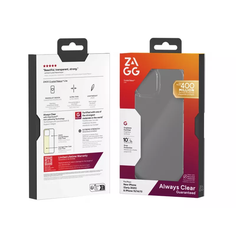 ZAGG Crystal Palace Lite Hülle Apple iPhone 17e/16e/15/14/13, Cover, Apple, iPhone 17e/16e/15/14/13, 15,5 cm (6,1 Zoll), Transparent