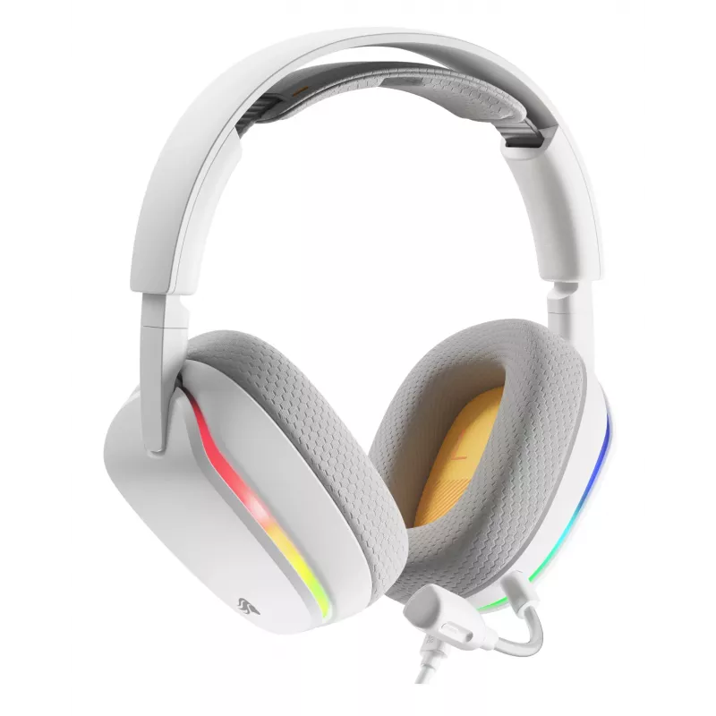 Glorious Gaming Glorious GHS Eternal RGB - Stereo RGB Gaming Headset für PC, PS5, PS4, Switch - Individuell abgestimmte abgewinkelte Treiber, verstellbares, kristallklares abnehmbares Mikrofon, USB-C - Langlebig, Komfort für den ganzen Tag und die ganze Nacht - Weiß