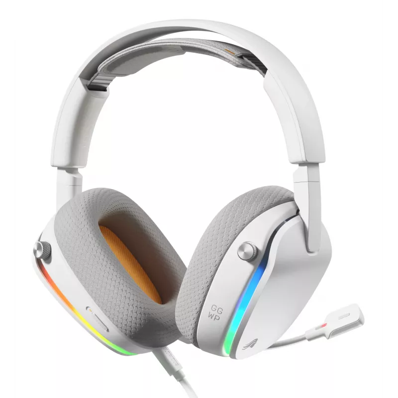 Glorious Gaming Glorious GHS Eternal RGB - Stereo RGB Gaming Headset für PC, PS5, PS4, Switch - Individuell abgestimmte abgewinkelte Treiber, verstellbares, kristallklares abnehmbares Mikrofon, USB-C - Langlebig, Komfort für den ganzen Tag und die ganze Nacht - Weiß