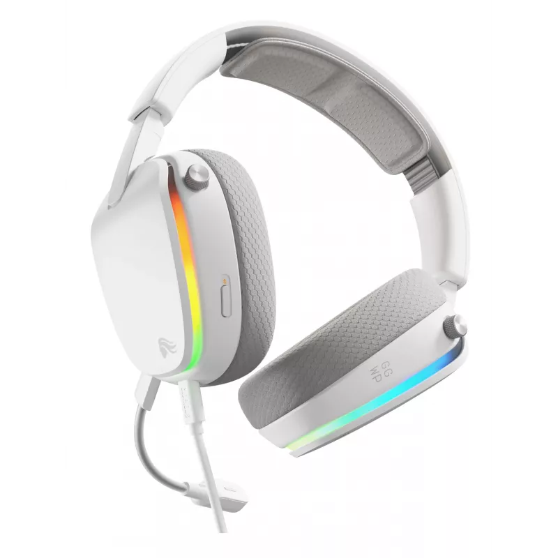 Glorious Gaming Glorious GHS Eternal RGB - Stereo RGB Gaming Headset für PC, PS5, PS4, Switch - Individuell abgestimmte abgewinkelte Treiber, verstellbares, kristallklares abnehmbares Mikrofon, USB-C - Langlebig, Komfort für den ganzen Tag und die ganze Nacht - Weiß