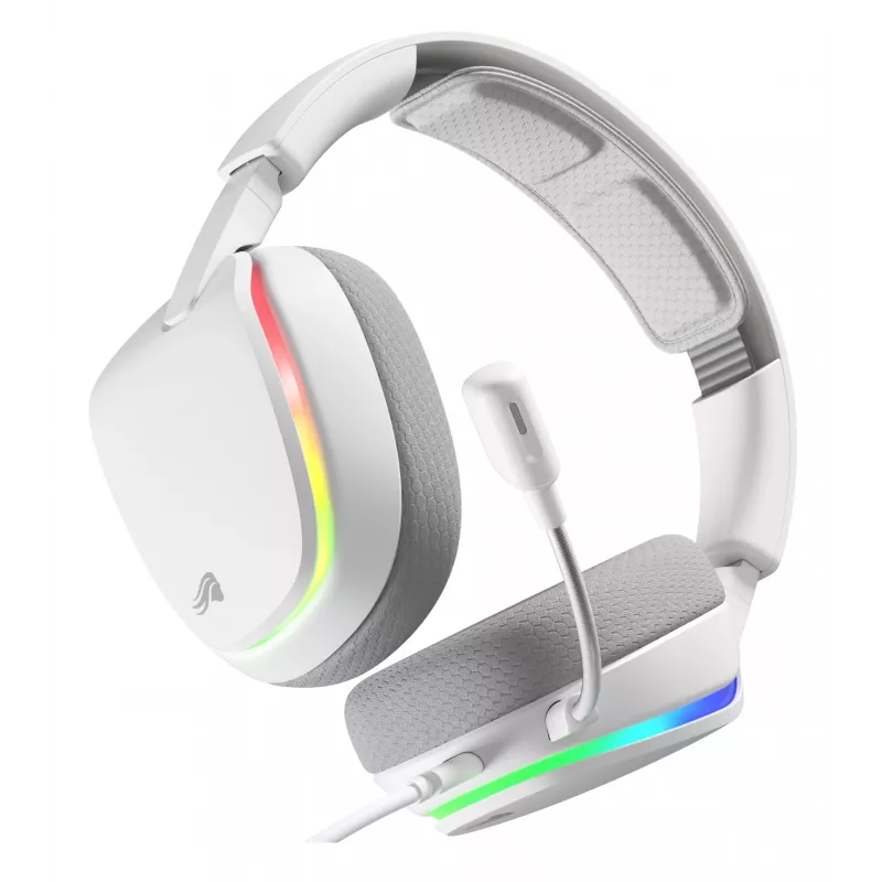 Glorious Gaming Glorious GHS Eternal RGB - Stereo RGB Gaming Headset für PC, PS5, PS4, Switch - Individuell abgestimmte abgewinkelte Treiber, verstellbares, kristallklares abnehmbares Mikrofon, USB-C - Langlebig, Komfort für den ganzen Tag und die ganze Nacht - Weiß
