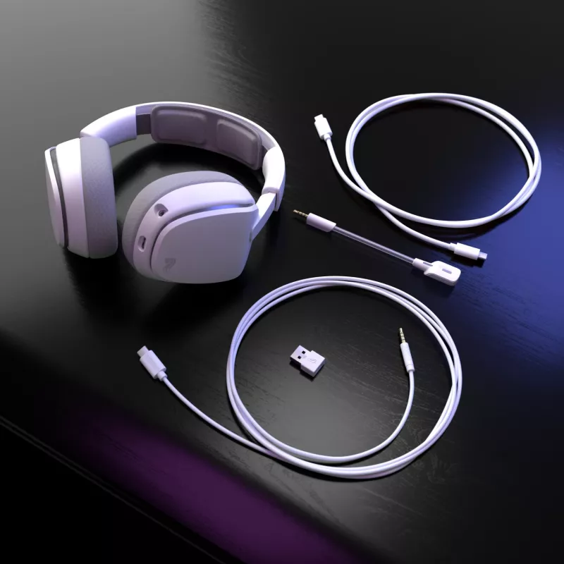 Glorious Gaming Glorious GHS Eternal RGB - Stereo RGB Gaming Headset für PC, PS5, PS4, Switch - Individuell abgestimmte abgewinkelte Treiber, verstellbares, kristallklares abnehmbares Mikrofon, USB-C - Langlebig, Komfort für den ganzen Tag und die ganze Nacht - Weiß
