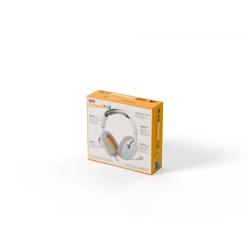 Glorious Gaming Glorious GHS Eternal RGB - Stereo RGB Gaming Headset für PC, PS5, PS4, Switch - Individuell abgestimmte abgewinkelte Treiber, verstellbares, kristallklares abnehmbares Mikrofon, USB-C - Langlebig, Komfort für den ganzen Tag und die ganze Nacht - Weiß