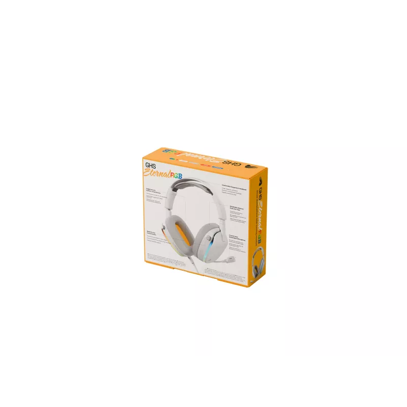 Glorious Gaming Glorious GHS Eternal RGB - Stereo RGB Gaming Headset für PC, PS5, PS4, Switch - Individuell abgestimmte abgewinkelte Treiber, verstellbares, kristallklares abnehmbares Mikrofon, USB-C - Langlebig, Komfort für den ganzen Tag und die ganze Nacht - Weiß