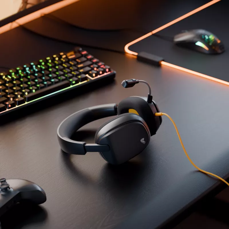 Glorious Gaming Glorious GHS Eternal - Stereo-Gaming-Headset für PC, PS5, PS4, Xbox, Switch - Individuell abgestimmte, abgewinkelte Treiber, verstellbares, kristallklares, abnehmbares Mikrofon, 3,5 mm - Robust, ganztägiger und nächtlicher Komfort - Schwarz