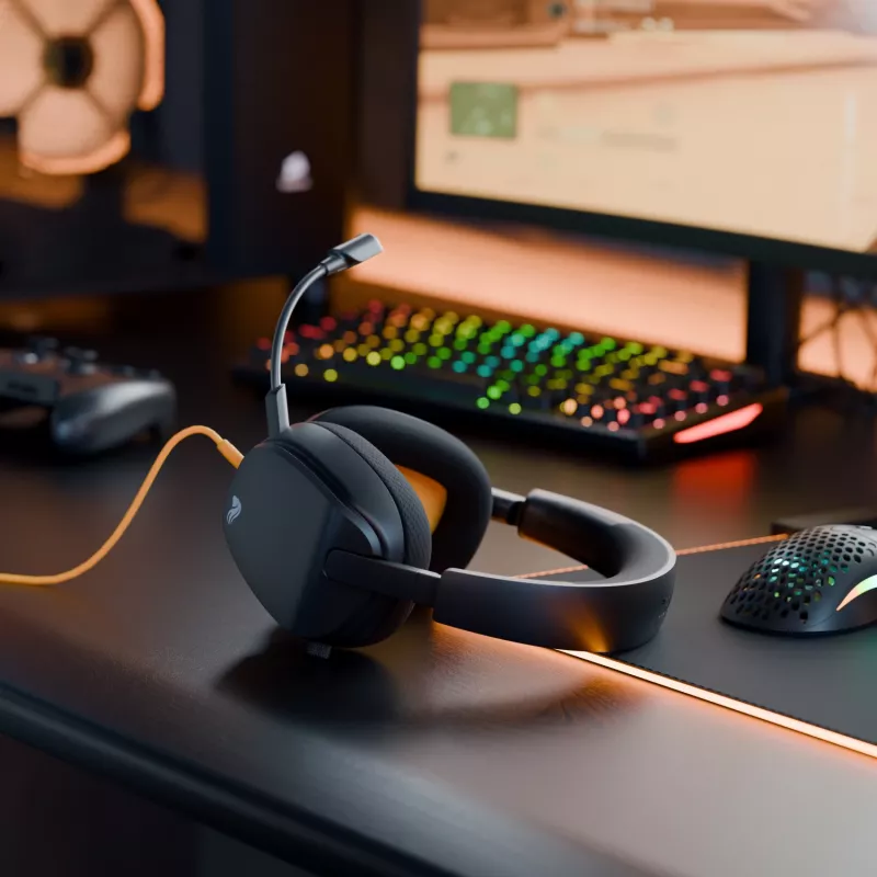 Glorious Gaming Glorious GHS Eternal - Stereo-Gaming-Headset für PC, PS5, PS4, Xbox, Switch - Individuell abgestimmte, abgewinkelte Treiber, verstellbares, kristallklares, abnehmbares Mikrofon, 3,5 mm - Robust, ganztägiger und nächtlicher Komfort - Schwarz