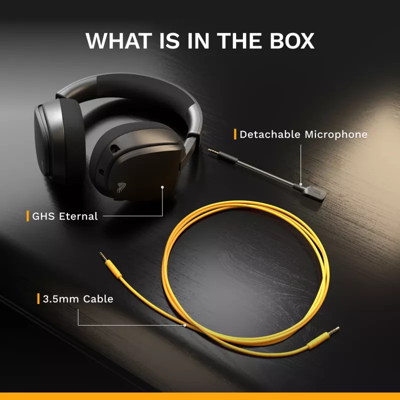 Glorious Gaming Glorious GHS Eternal - Stereo-Gaming-Headset für PC, PS5, PS4, Xbox, Switch - Individuell abgestimmte, abgewinkelte Treiber, verstellbares, kristallklares, abnehmbares Mikrofon, 3,5 mm - Robust, ganztägiger und nächtlicher Komfort - Schwarz