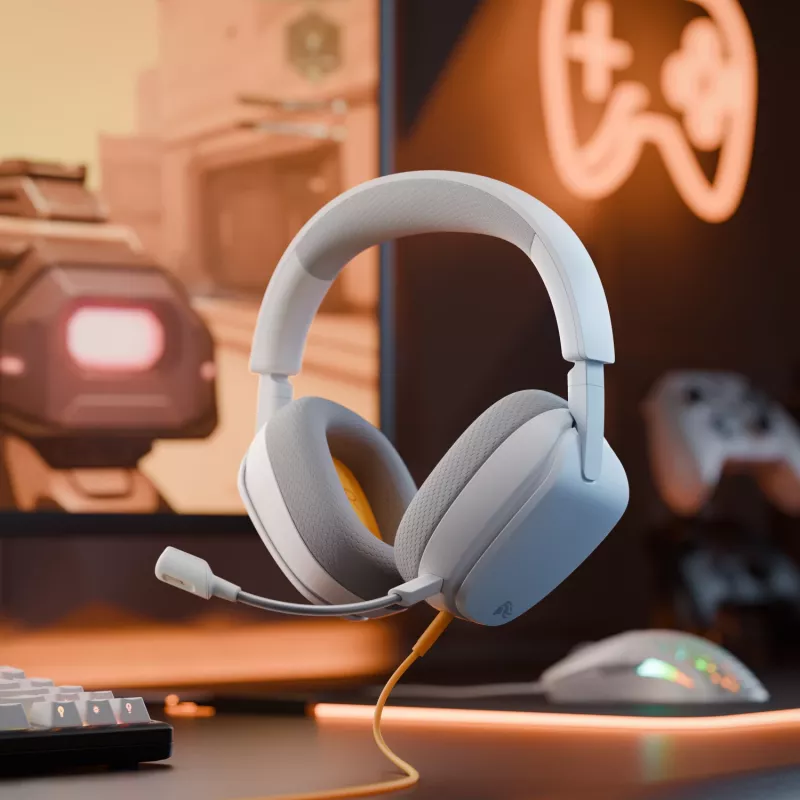 Glorious Gaming Glorious GHS Eternal - Stereo-Gaming-Headset für PC, PS5, PS4, Xbox, Switch - Speziell abgestimmte, abgewinkelte Treiber, verstellbares, kristallklares, abnehmbares Mikrofon, 3,5 mm - Langlebig, ganztägiger und nächtlicher Komfort - Weiß