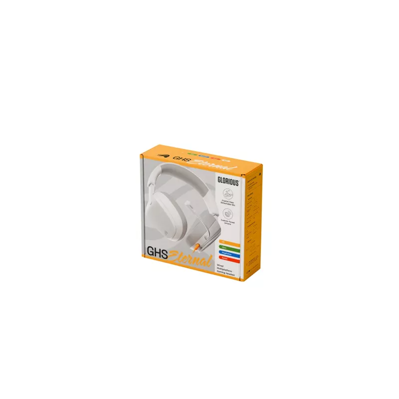 Glorious Gaming Glorious GHS Eternal - Stereo-Gaming-Headset für PC, PS5, PS4, Xbox, Switch - Speziell abgestimmte, abgewinkelte Treiber, verstellbares, kristallklares, abnehmbares Mikrofon, 3,5 mm - Langlebig, ganztägiger und nächtlicher Komfort - Weiß