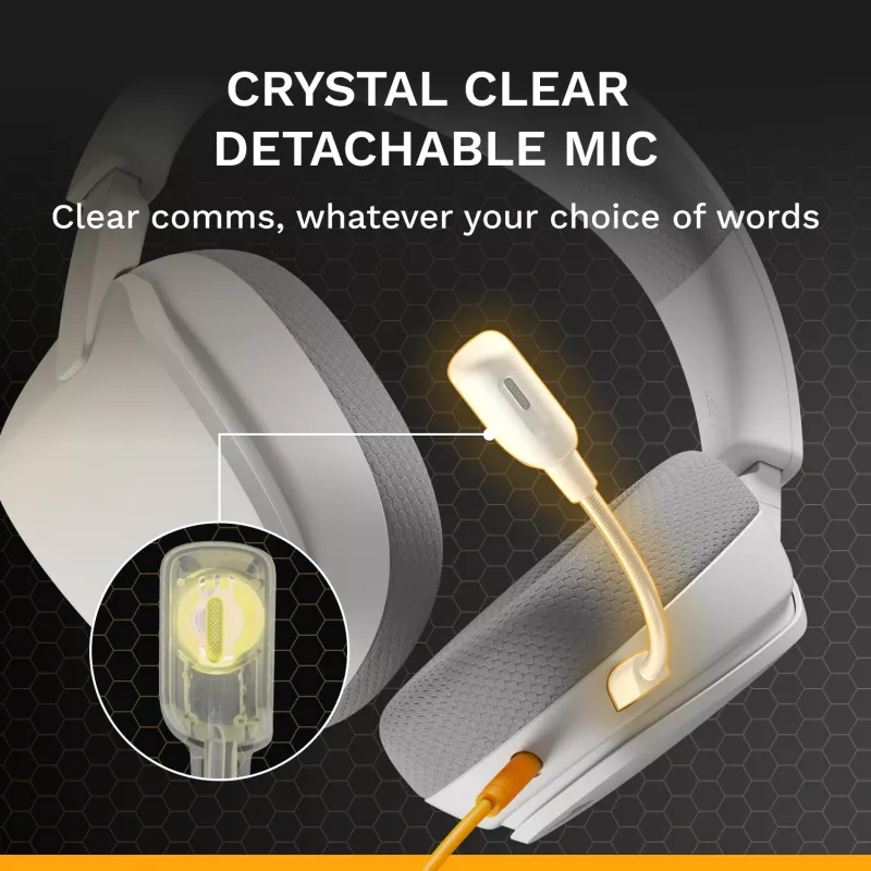 Glorious Gaming Glorious GHS Eternal - Stereo-Gaming-Headset für PC, PS5, PS4, Xbox, Switch - Speziell abgestimmte, abgewinkelte Treiber, verstellbares, kristallklares, abnehmbares Mikrofon, 3,5 mm - Langlebig, ganztägiger und nächtlicher Komfort - Weiß