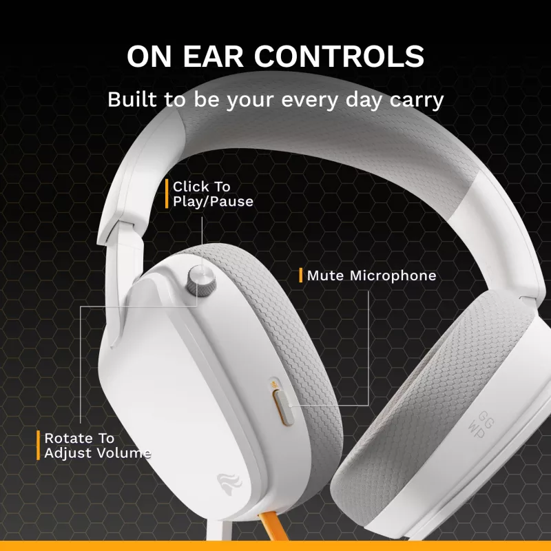 Glorious Gaming Glorious GHS Eternal - Stereo-Gaming-Headset für PC, PS5, PS4, Xbox, Switch - Speziell abgestimmte, abgewinkelte Treiber, verstellbares, kristallklares, abnehmbares Mikrofon, 3,5 mm - Langlebig, ganztägiger und nächtlicher Komfort - Weiß