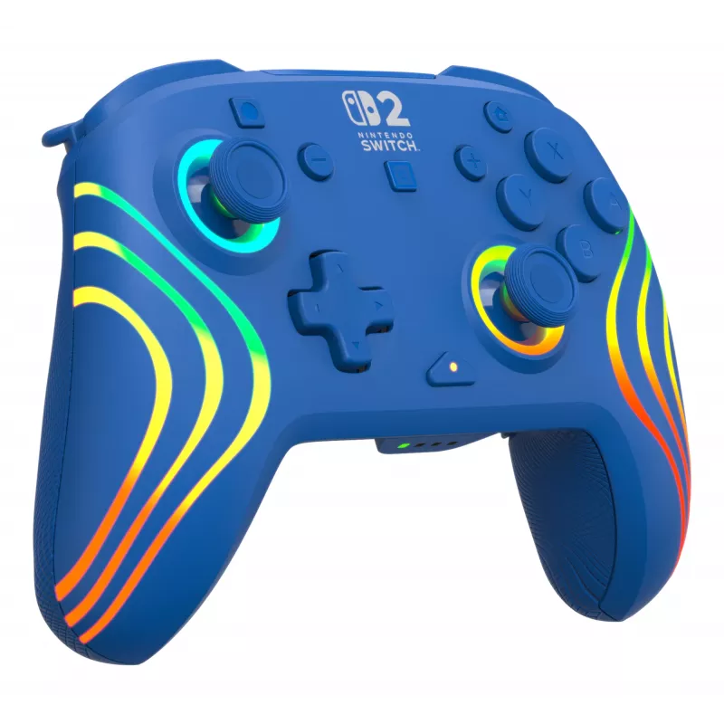 Kabelgebundenes & kabelloses Gamepad Turtle Beach Afterglow Wave Blue für Nintendo Switch 2 – Bluetooth/USB-C, RGB, integrierter 20-Stunden-Akku, 3 m Kabel