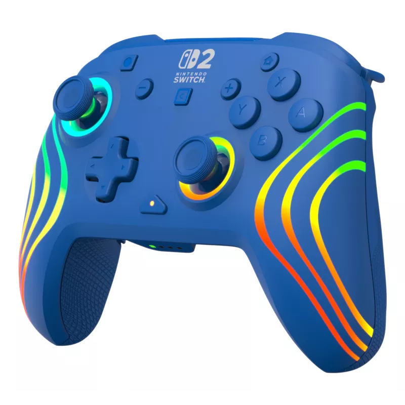 Kabelgebundenes & kabelloses Gamepad Turtle Beach Afterglow Wave Blue für Nintendo Switch 2 – Bluetooth/USB-C, RGB, integrierter 20-Stunden-Akku, 3 m Kabel