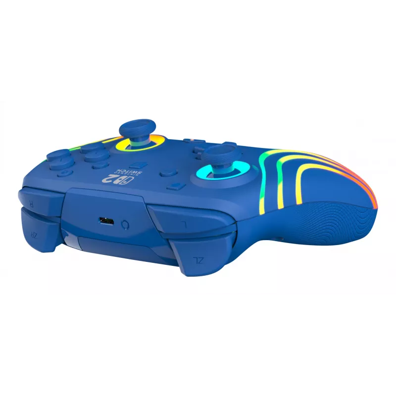 Kabelgebundenes & kabelloses Gamepad Turtle Beach Afterglow Wave Blue für Nintendo Switch 2 – Bluetooth/USB-C, RGB, integrierter 20-Stunden-Akku, 3 m Kabel