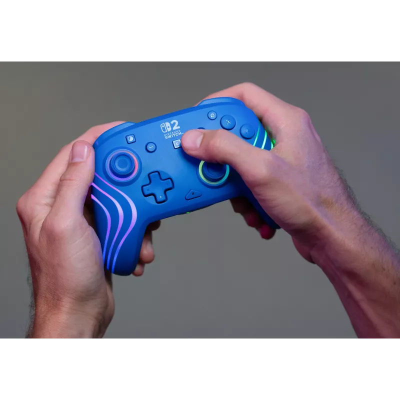 Kabelgebundenes & kabelloses Gamepad Turtle Beach Afterglow Wave Blue für Nintendo Switch 2 – Bluetooth/USB-C, RGB, integrierter 20-Stunden-Akku, 3 m Kabel