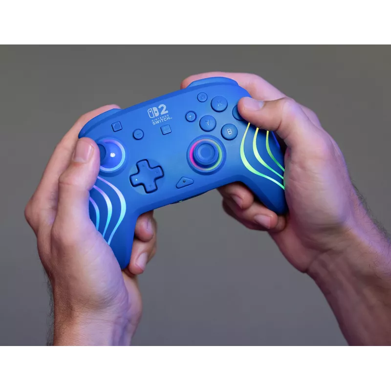 Kabelgebundenes & kabelloses Gamepad Turtle Beach Afterglow Wave Blue für Nintendo Switch 2 – Bluetooth/USB-C, RGB, integrierter 20-Stunden-Akku, 3 m Kabel