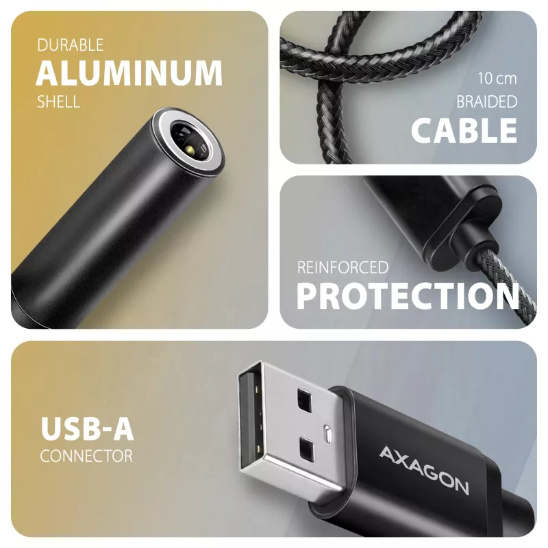 Axagon ADA-HA USB-A auf 3,5-mm-Klinke Hi-Res DAC Audio-Adapter, 384 kHz/32 Bit, Stereo