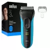 Elektrorasierer BRAUN Series 3 3040 aufladbar schwarz/blau, Modell 3040