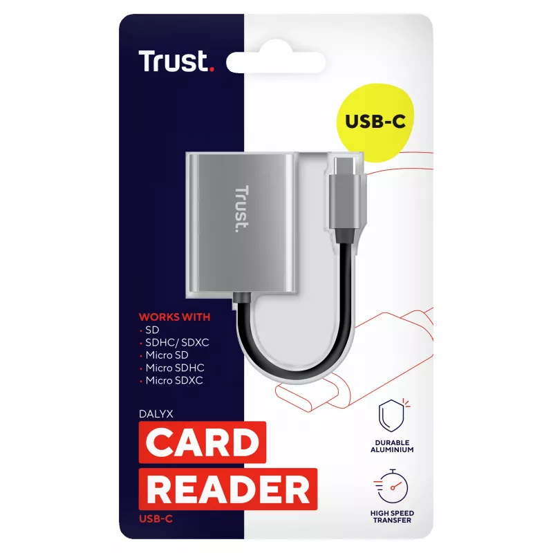 Trust 24136 Kartenleser USB 3.2 Gen 1 (3.1 Gen 1) Type-C Aluminium