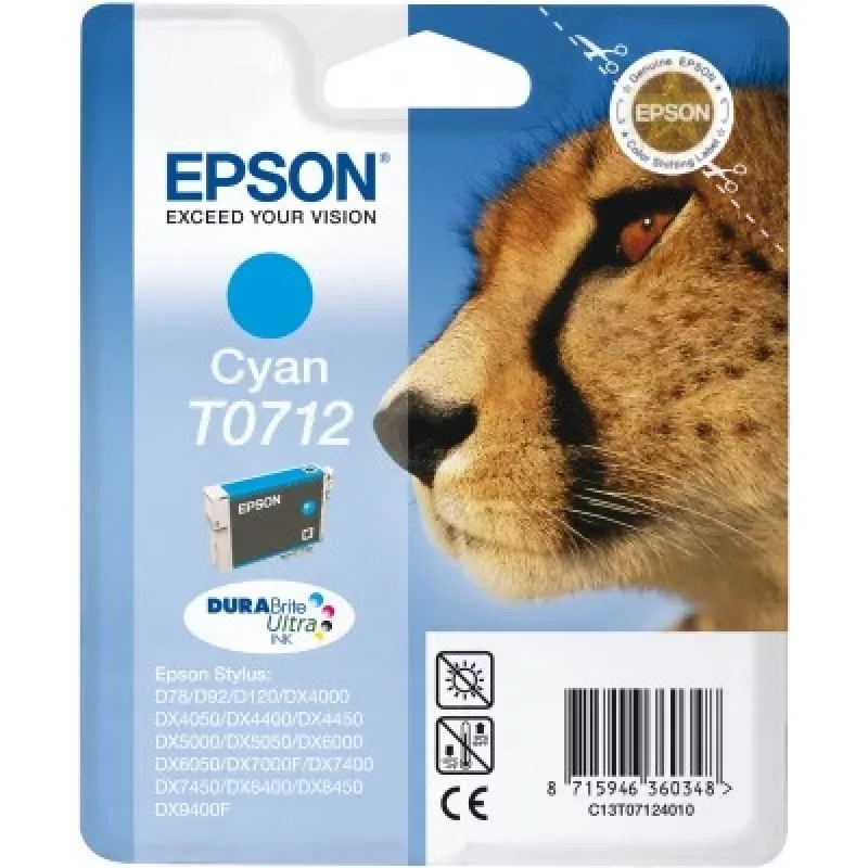 Epson Cheetah Einzelpack Cyan T0712 DURABrite Ultra Tinte