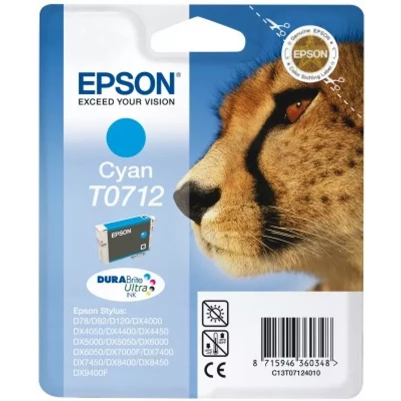 Epson Cheetah Einzelpack Cyan T0712 DURABrite Ultra Tinte