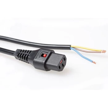ACT Stromkabel C13 IEC Lock offenes Ende schwarz 2 m PC1025 230 V 10 A