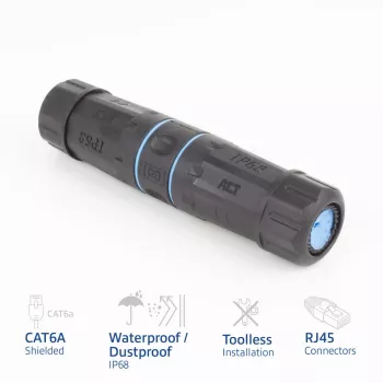 ACT Geschirmter CAT6A Outdoor IP68 RJ45 Kupplung SD6522, Cat6A Geschirmte Ethernet Inline-Kupplung