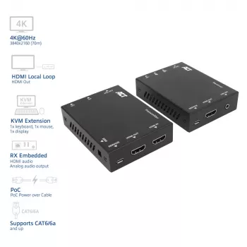 ACT 4K HDMI 2.0 KVM-Extender-Set über CAT6A bis zu 70 Meter