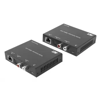Audio-Extender-Set ACT AC7710 — digital/analog über Cat5e/Cat6 mit DAC, TOSLINK I/O, bis zu 300 m, 5V USB-betrieben