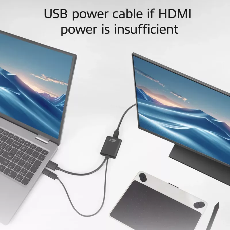 ACT HDMI auf USB Type-C Buchse Adapter, 4K@60Hz. Kabellänge: 0,25 m, Anschluss 1: USB Type-C, Anschluss 2: HDMI + USB. Menge pro Packung: 1 Stück