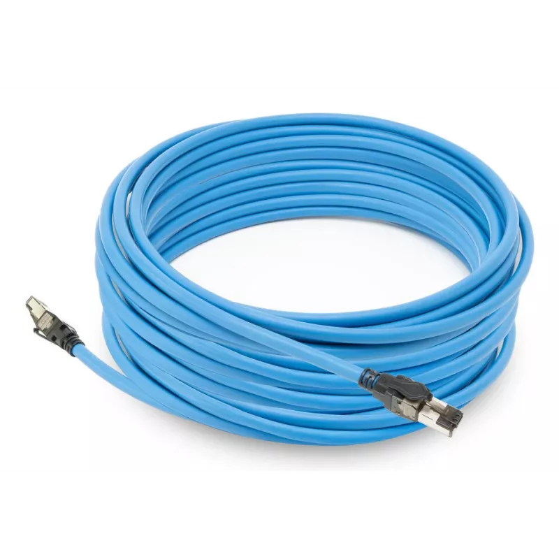 ACT Blau 45 Meter S/FTP CAT6A B2ca PoE++ 100W solides vorkonfektioniertes Installationskabel, RJ45 Stecker – Stecker