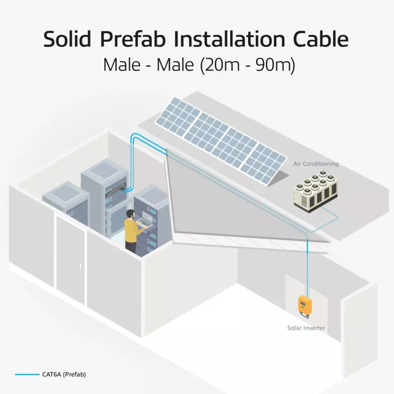ACT Blau 45 Meter S/FTP CAT6A B2ca PoE++ 100W solides vorkonfektioniertes Installationskabel, RJ45 Stecker – Stecker