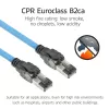 ACT Blau 75 Meter S/FTP CAT6A B2ca PoE++ 100W solides vorkonfektioniertes Installationskabel, RJ45 Stecker – Stecker