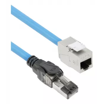 ACT Blau 50 Meter S/FTP CAT6A B2ca PoE++ 100W solides vorkonfektioniertes Installationskabel, RJ45 Stecker – Buchse