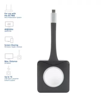 ACT Aero 4K Presenter Button, Tasten-Kit, Schwarz, 1 Stück, 3840 x 2160, Aero 4K Wireless Presentation System, 0 - 40 °C