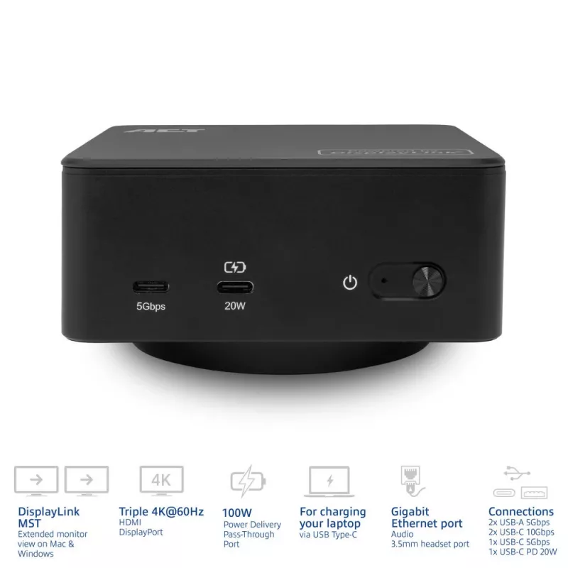 ACT Universal USB-C Dockingstation 4K, für 3 HDMI/DisplayPort Monitore, DisplayLink