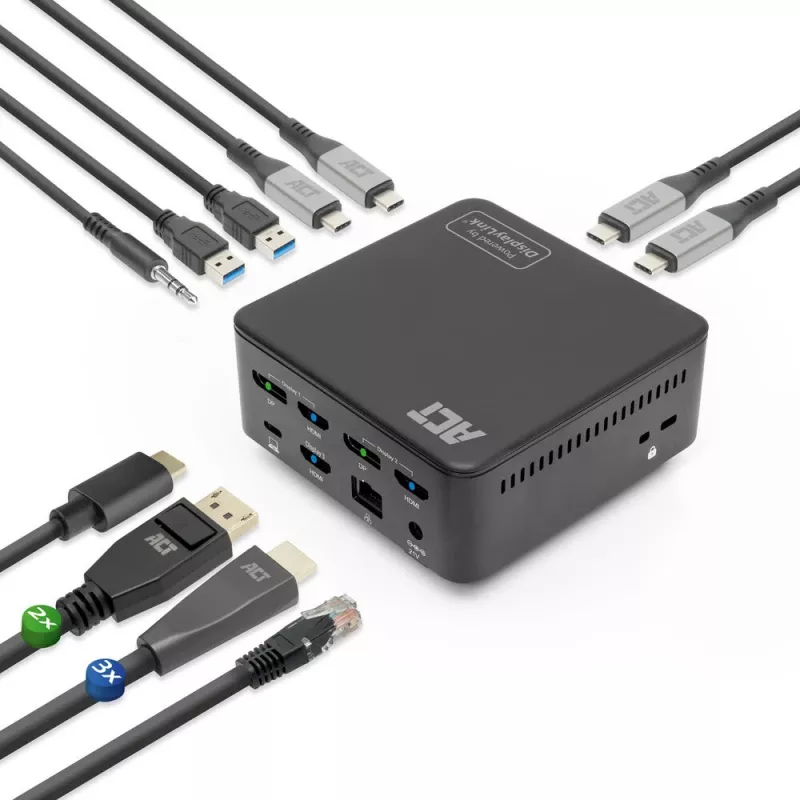 ACT Universal USB-C Dockingstation 4K, für 3 HDMI/DisplayPort Monitore, DisplayLink