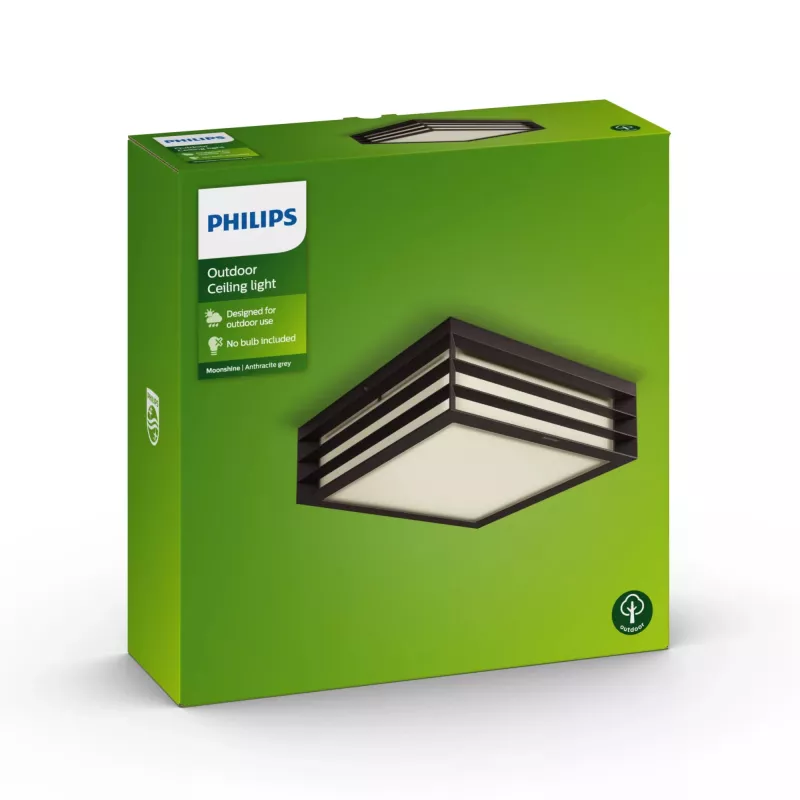 Philips myGarden Moonshine Deckenleuchte 28W E27 ohne Leuchtmittel, Außenwandleuchte, Anthrazit, Aluminium, Kunststoff, IP44, Garten, Terrasse, II