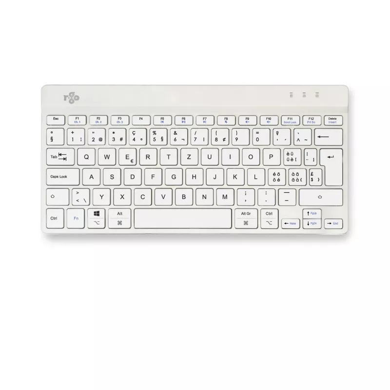 R-Go Tools Ergonomische Tastatur R-Go Compact Break, kompakte Tastatur mit Pausensoftware, QWERTZ (CH), Bluetooth, Weiß