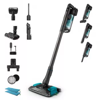 2-in-1-Stabstaubsauger Philips XC8155/01 — batteriebetriebener Trocken- und Nassreiniger ohne Beutel, 25,2 V, 0,6 l Staubbehälter, blau