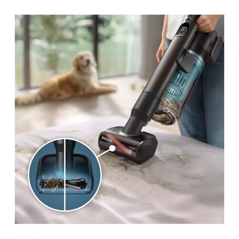 2-in-1-Stabstaubsauger Philips XC8155/01 — batteriebetriebener Trocken- und Nassreiniger ohne Beutel, 25,2 V, 0,6 l Staubbehälter, blau