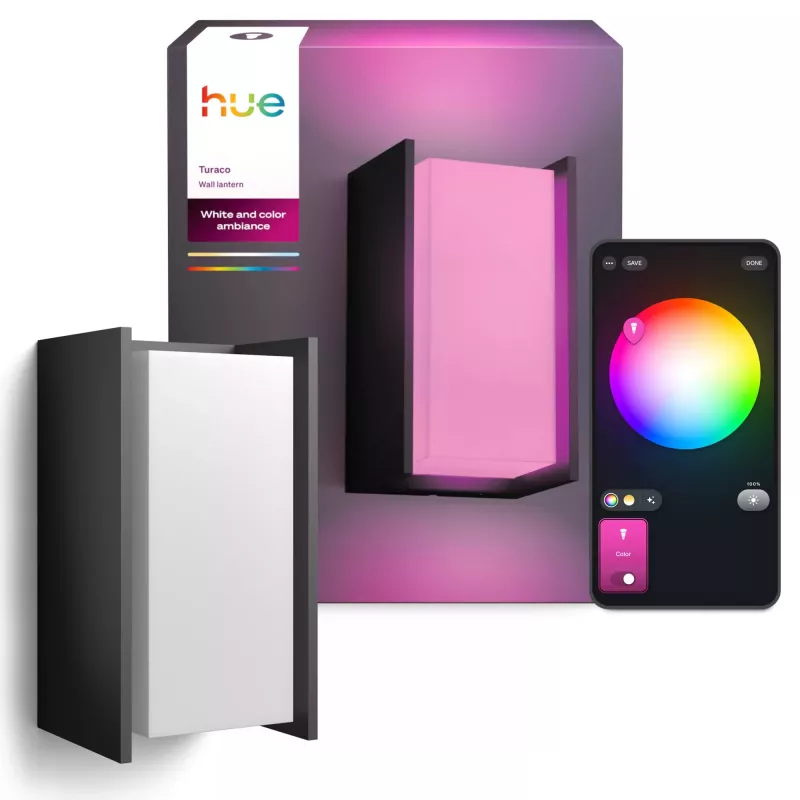 Außenwandleuchte Signify Philips Hue Turaco — White & Colour Ambience, Anthrazit, Bluetooth/Zigbee, Aluminium