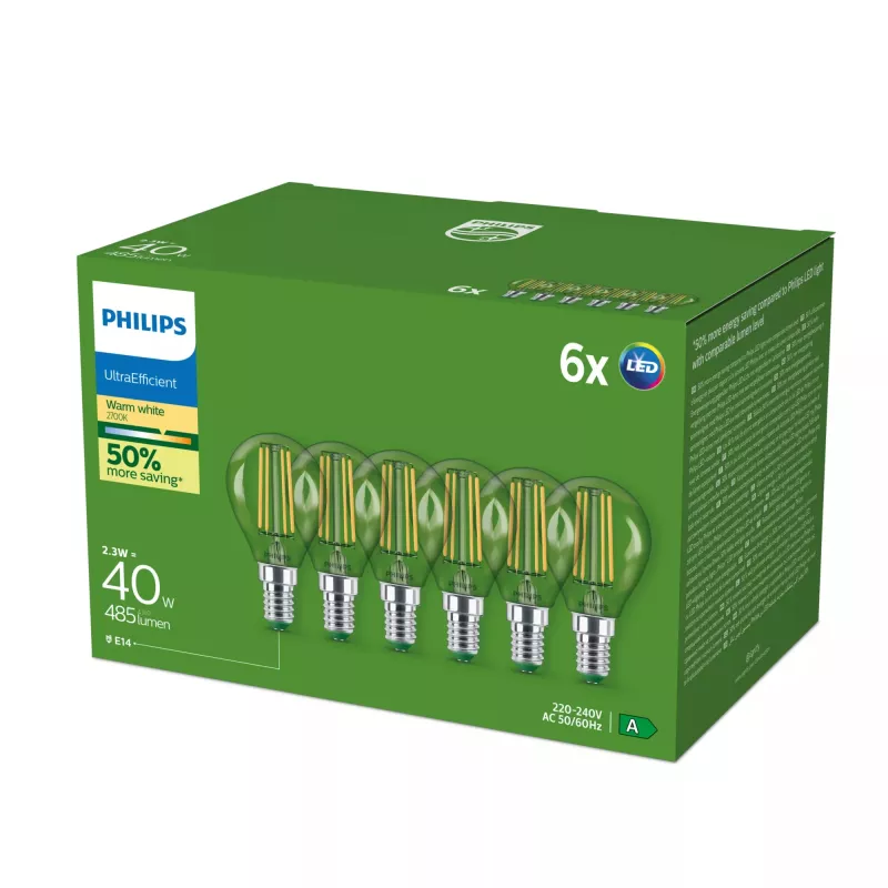 LED bulb Philips E14 2.3 W 485 lm Warm white 300° CRI 80